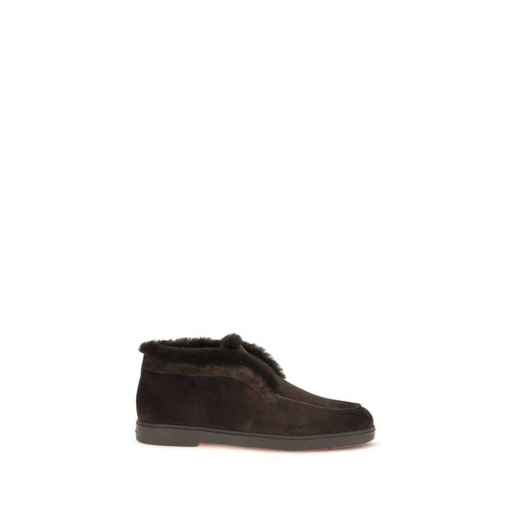 Santoni Brown Calf Leather Bos Taurus Ankle Women's Boots